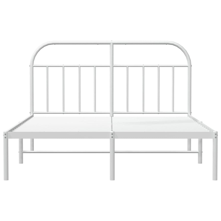 Metal Bed Frame without Mattress with Headboard White 183x203 cm King