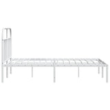 Metal Bed Frame without Mattress with Headboard White 183x203 cm King - Close-Up Angle