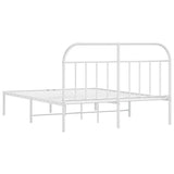 Metal Bed Frame without Mattress with Headboard White 183x203 cm King - Low Angle