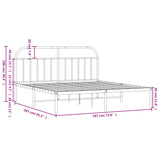 Metal Bed Frame without Mattress with Headboard White 183x203 cm King