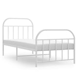 Metal Bed Frame without Mattress with Footboard White 90x190 cm