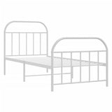Metal Bed Frame without Mattress with Footboard White 90x190 cm - Side View