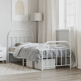 Metal Bed Frame without Mattress with Footboard White 90x190 cm - Top-Down View