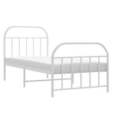 Metal Bed Frame without Mattress with Footboard White 90x190 cm - 45-Degree Angle