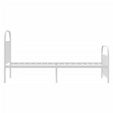 Metal Bed Frame without Mattress with Footboard White 90x190 cm - Close-Up Angle