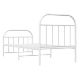 Metal Bed Frame without Mattress with Footboard White 90x190 cm - Low Angle