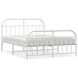 Metal Bed Frame without Mattress with Footboard White 135x190 cm - Front View
