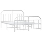 Metal Bed Frame without Mattress with Footboard White 135x190 cm