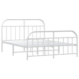Metal Bed Frame without Mattress with Footboard White 135x190 cm - Side View