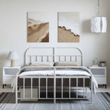 Metal Bed Frame without Mattress with Footboard White 135x190 cm - Top-Down View