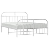 Metal Bed Frame without Mattress with Footboard White 135x190 cm - 45-Degree Angle
