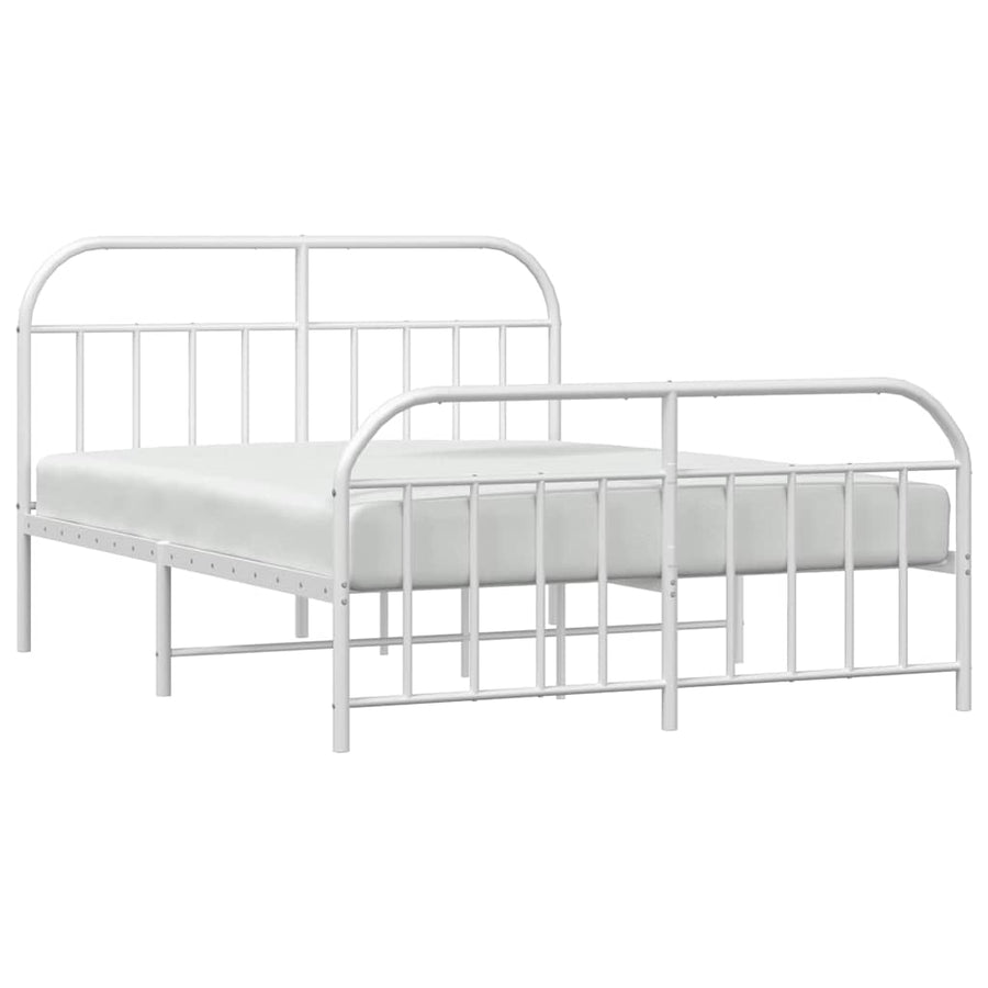 Metal Bed Frame without Mattress with Footboard White 135x190 cm