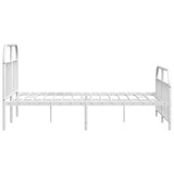 Metal Bed Frame without Mattress with Footboard White 135x190 cm - Close-Up Angle
