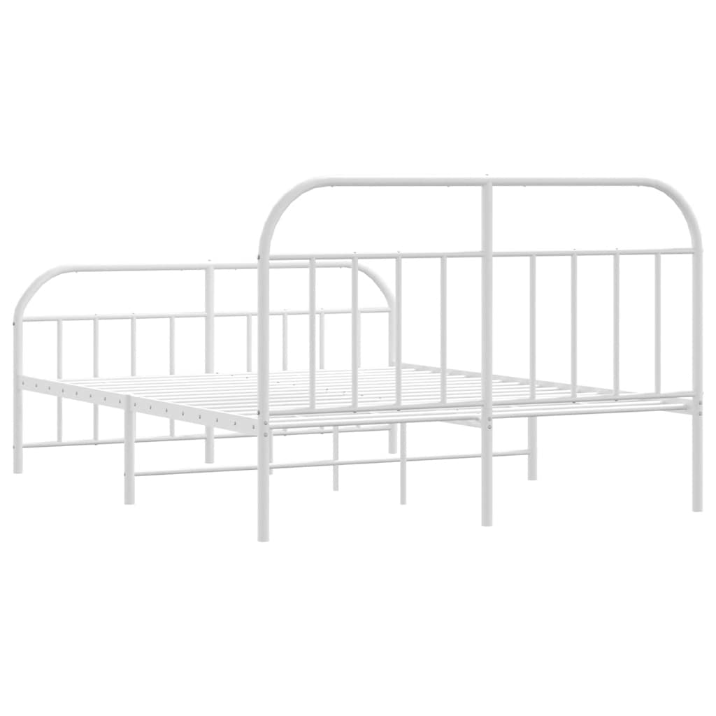 Metal Bed Frame without Mattress with Footboard White 135x190 cm