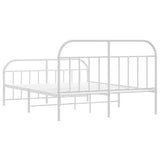 Metal Bed Frame without Mattress with Footboard White 135x190 cm
