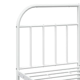Metal Bed Frame without Mattress with Footboard White 135x190 cm - Extra Image