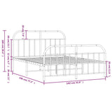 Metal Bed Frame without Mattress with Footboard White 135x190 cm