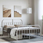 Metal Bed Frame without Mattress with Footboard White 135x190 cm