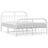 Metal Bed Frame without Mattress with Footboard White 150x200 cm - Front View