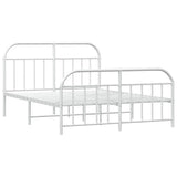 Metal Bed Frame without Mattress with Footboard White 150x200 cm