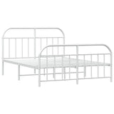 Metal Bed Frame without Mattress with Footboard White 150x200 cm - Side View