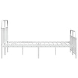 Metal Bed Frame without Mattress with Footboard White 150x200 cm - Close-Up Angle