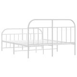 Metal Bed Frame without Mattress with Footboard White 150x200 cm