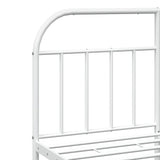 Metal Bed Frame without Mattress with Footboard White 150x200 cm - Extra Image