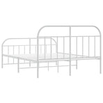 Metal Bed Frame without Mattress with Footboard White 183x203 cm King