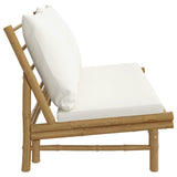 Garden Bench with Cream White Cushions Bamboo - Top-Down View