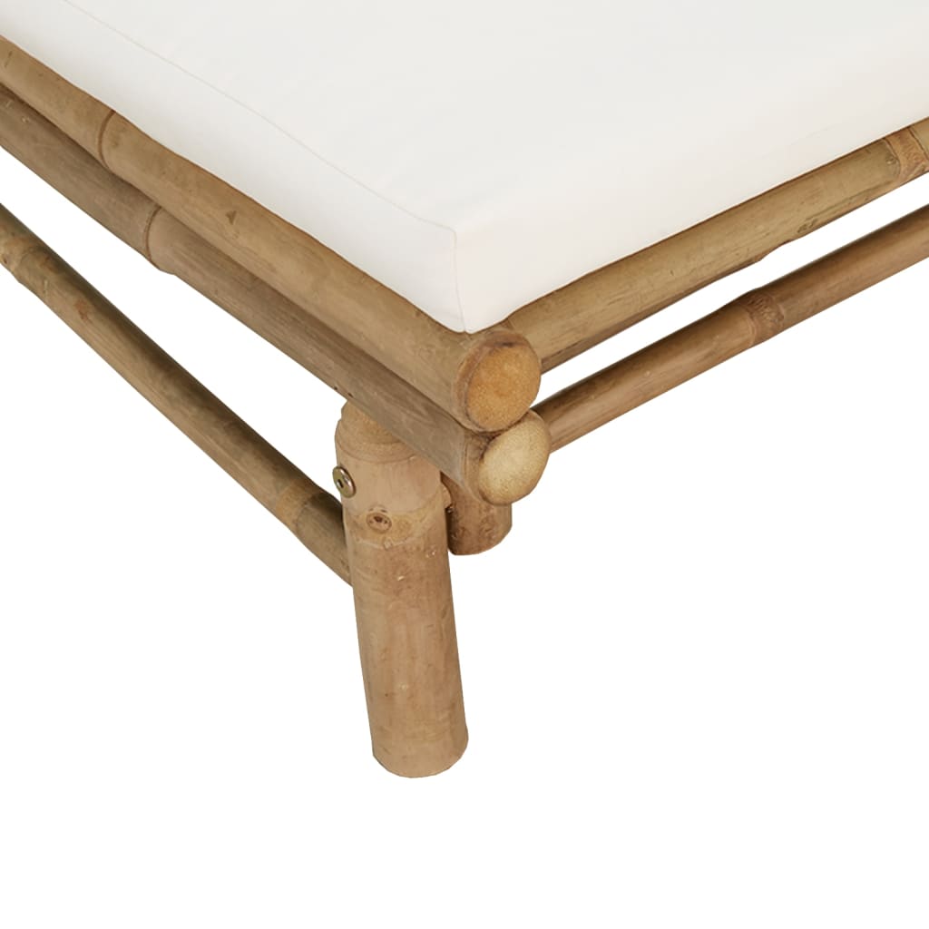 Garden Bench with Cream White Cushions Bamboo