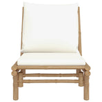 Garden Chairs 2 pcs with Cream White Cushions Bamboo