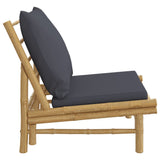 Garden Chairs 2 pcs with Dark Grey Cushions Bamboo