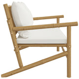 Garden Bench with Cream White Cushions Bamboo - Top-Down View