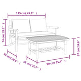 2 Piece Garden Lounge Set with Cream White Cushions Bamboo