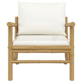 Garden Chairs 2 pcs with Cream White Cushions Bamboo - Top-Down View