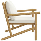 Garden Chairs 2 pcs with Cream White Cushions Bamboo - 45-Degree Angle