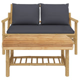2 Piece Garden Lounge Set with Dark Grey Cushions Bamboo - Side View
