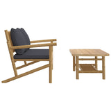 2 Piece Garden Lounge Set with Dark Grey Cushions Bamboo - Top-Down View