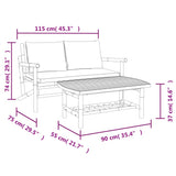 2 Piece Garden Lounge Set with Dark Grey Cushions Bamboo