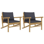 Garden Chairs 2 pcs with Dark Grey Cushions Bamboo