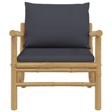 Garden Chairs 2 pcs with Dark Grey Cushions Bamboo - Top-Down View