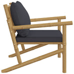 Garden Chairs 2 pcs with Dark Grey Cushions Bamboo