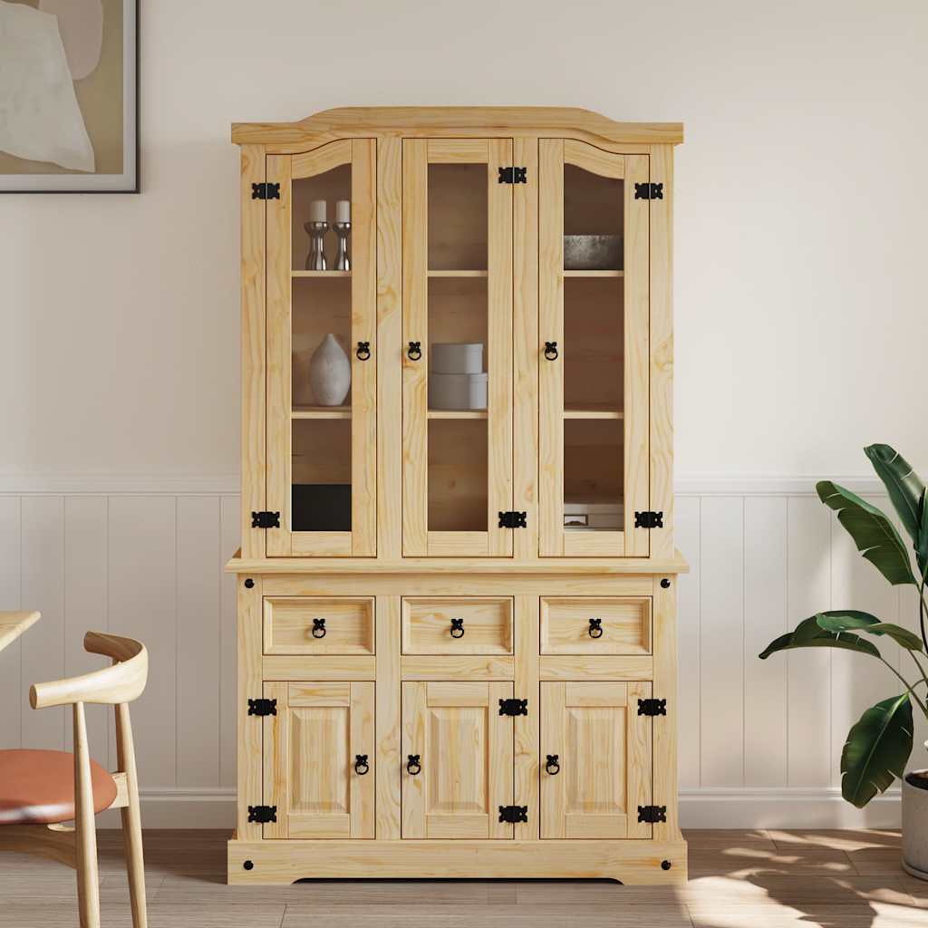 Highboard Corona Brown 112x43x196 cm Solid Wood Mexican Pine