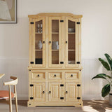 Highboard Corona Brown 112x43x196 cm Solid Wood Mexican Pine - Side View