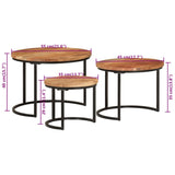 Nesting Tables 3 pcs Solid Wood Acacia - Close-Up Angle