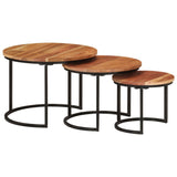 Nesting Tables 3 pcs Solid Wood Acacia - Low Angle