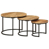 Nesting Tables 3 pcs Solid Rough Wood Mango - Extra Image