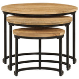 Nesting Tables 3 pcs Solid Rough Wood Mango - Top-Down View