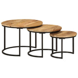 Nesting Tables 3 pcs Solid Rough Wood Mango - Extra Image
